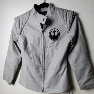 Disney Star Wars Rey Faux-Leather Jacket Gray Girls 9/10